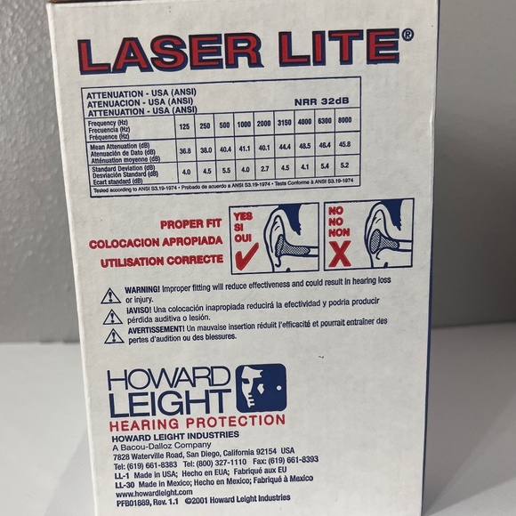 Howard Leight Laser Lite Corded Foam Ear Plugs NRR 32 Box Of 100 New - Picture 5 of 6
